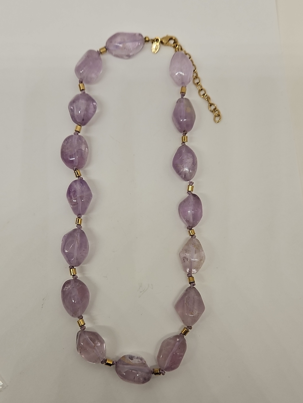 Monet Necklace Purple Amethyst? Glass Signed Vintage Gold Tone